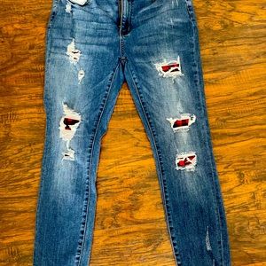 Judy Blue distressed Buffalo plaid high waist skinny fit size 9/29